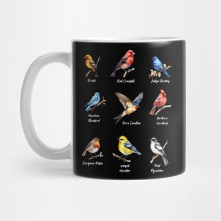 Garden Birds Oriole-Red Crossbill-Indigo Bunting-Mountain BlueBird-Barn Swallow Mug